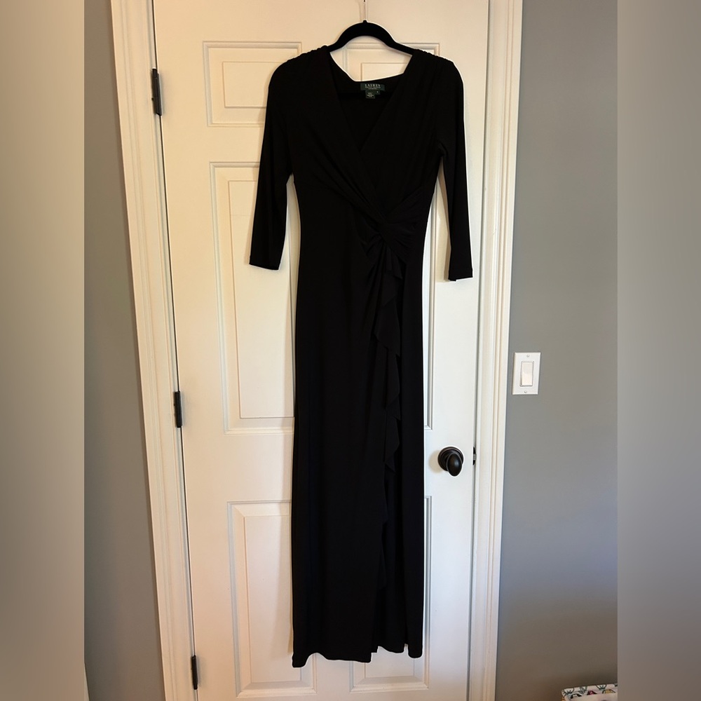 Ralph Lauren Black 3/4 Length Sleeve Formal Occasion Dress Size 4